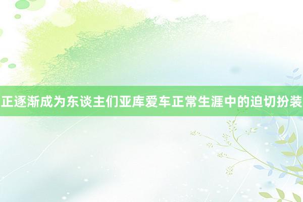 正逐渐成为东谈主们亚库爱车正常生涯中的迫切扮装